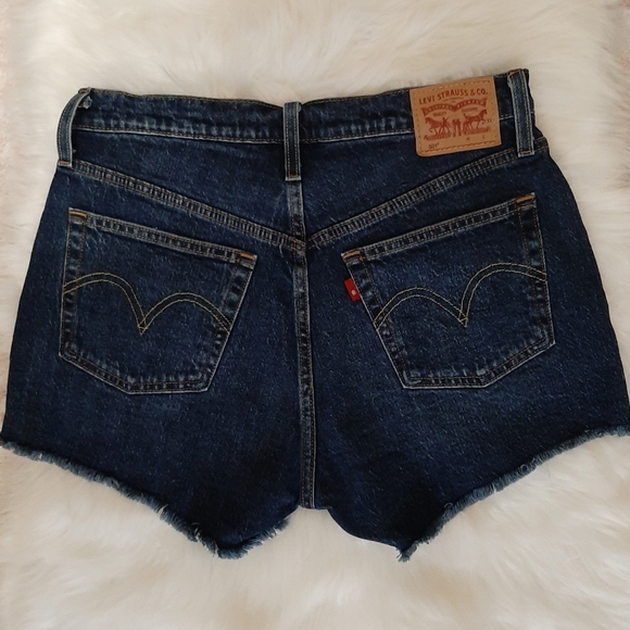 NWOT Levi's 501 Button Fly High Rise Dark Denim Cutoff Shorts - Picture 5 of 8